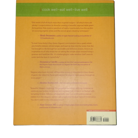 3/$30 Anna Getty's Easy Green Organic: Cook Well, Eat Well, Live Well - Picture 3 of 3